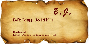 Bóday Jolán névjegykártya