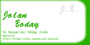 jolan boday business card